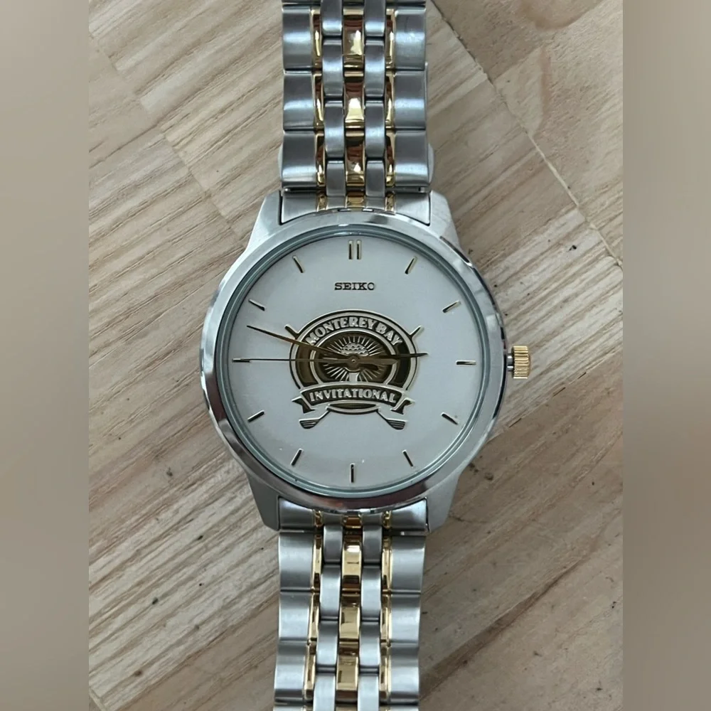 Seiko RARE Monterey Bay Invitational Golf Men’s Watch White Dial 2-Tone Bracelet